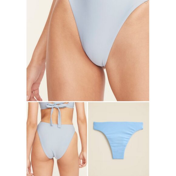 J.CREW Women's High-rise Cheeky Bikini Bottom Size S In Blue Mist - Picture 1 of 6